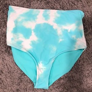 Blue tie dye bathing suit bottoms (coral reef)